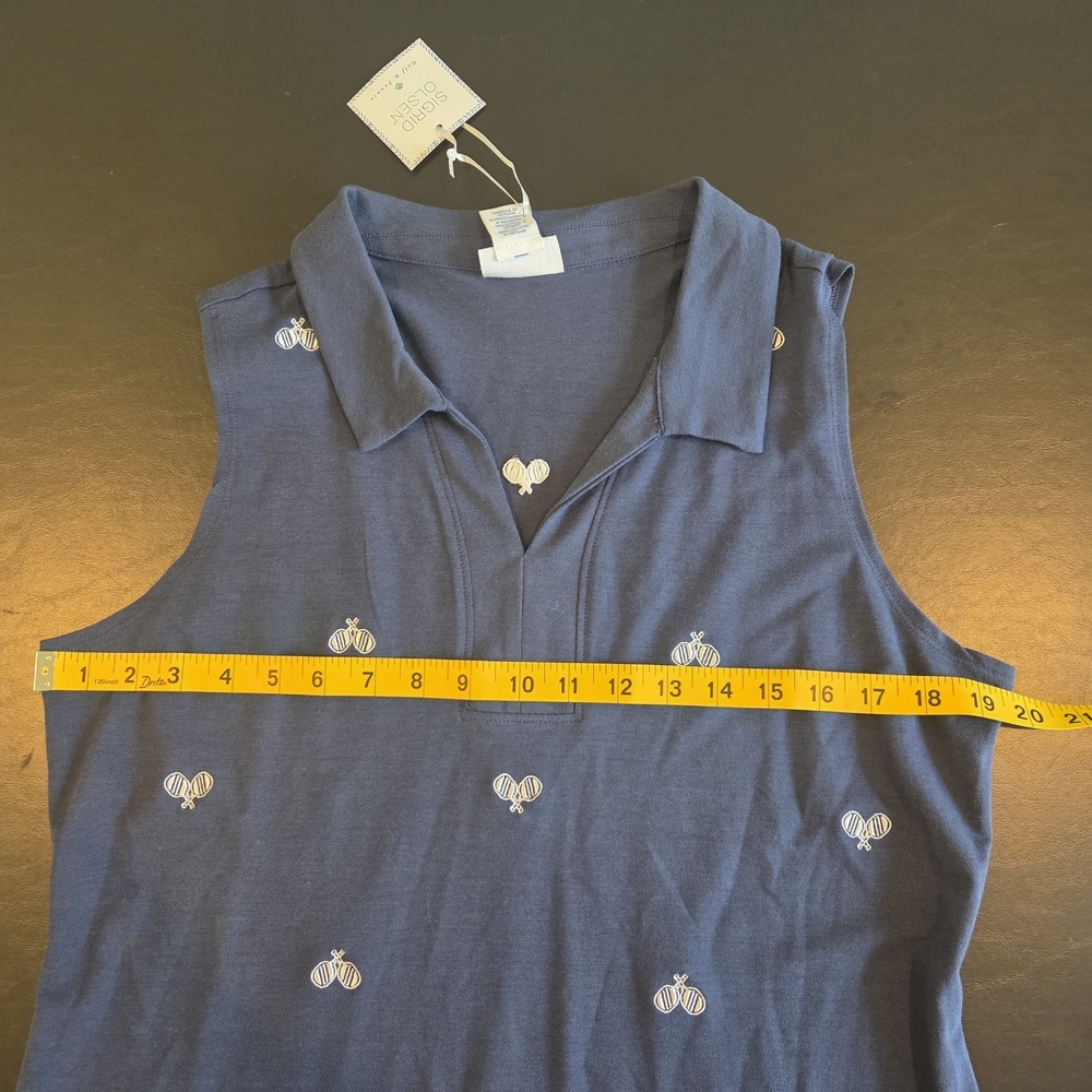 Sigrid Olsen Golf & Tennis Navy Sleeveless Polo Dress with Embroidery Large NWT - Picture 8 of 9